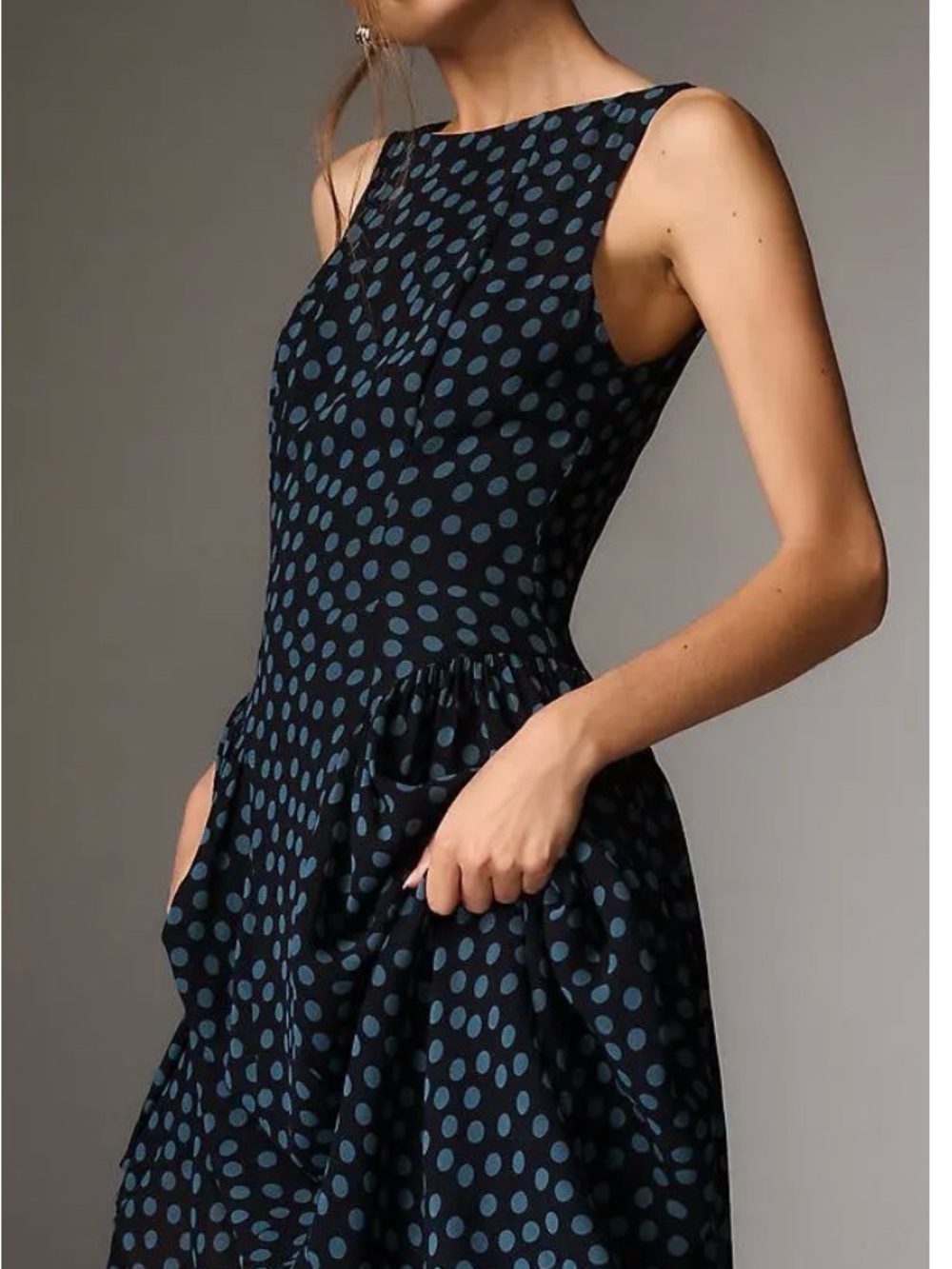 Reformation Anelis Navy Polka Dot Midi Dress - Picture 4 of 11